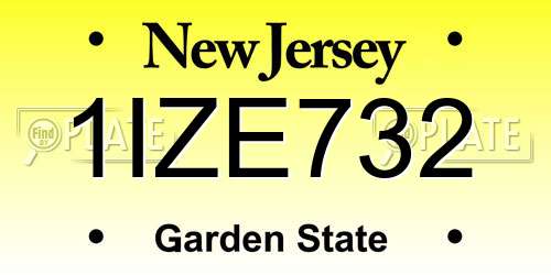 1IZE732 New Jersey License Plate