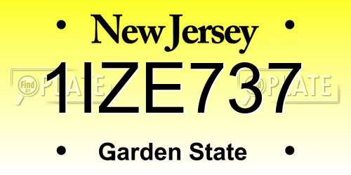 1IZE737 New Jersey License Plate