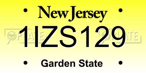 1IZS129 New Jersey License Plate