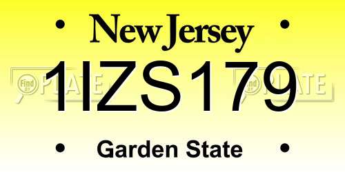 1IZS179 New Jersey License Plate
