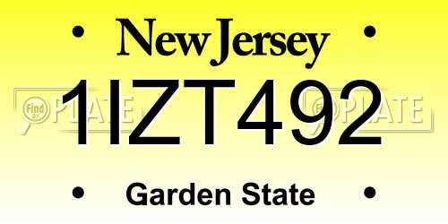 1IZT492 New Jersey License Plate