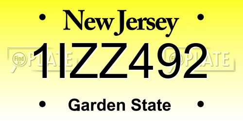 1IZZ492 New Jersey License Plate