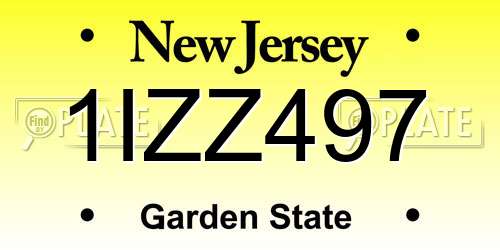 1IZZ497 New Jersey License Plate