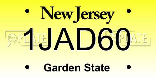 1JAD60 New Jersey License Plate
