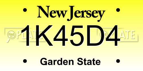 1K45D4 New Jersey License Plate