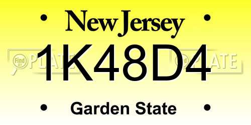 1K48D4 New Jersey License Plate