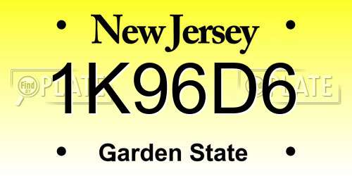 1K96D6 New Jersey License Plate