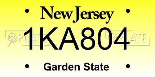 1KA804 New Jersey License Plate
