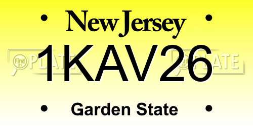 1KAV26 New Jersey License Plate