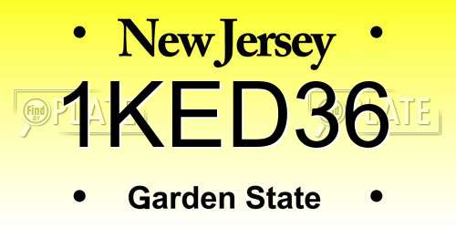 1KED36 New Jersey License Plate