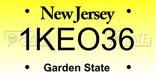 1KEO36 New Jersey License Plate