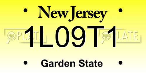 1L09T1 New Jersey License Plate