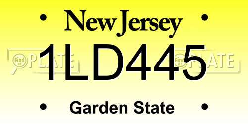 1LD445 New Jersey License Plate