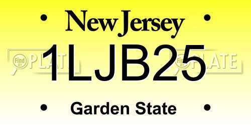 1LJB25 New Jersey License Plate