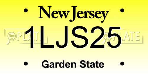1LJS25 New Jersey License Plate