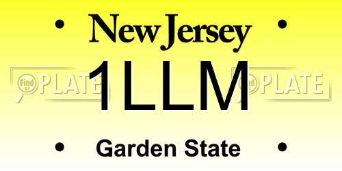 1LLM New Jersey License Plate