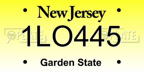 1LO445 New Jersey License Plate