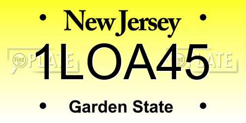 1LOA45 New Jersey License Plate