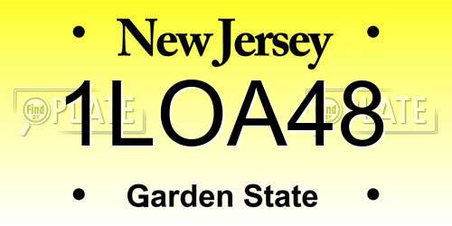 1LOA48 New Jersey License Plate