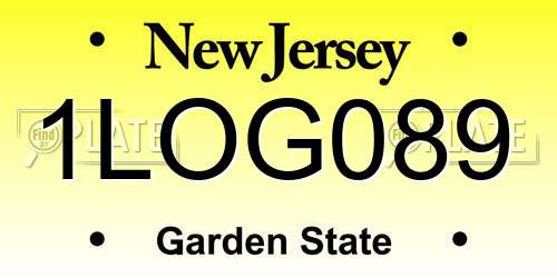 1LOG089 New Jersey License Plate