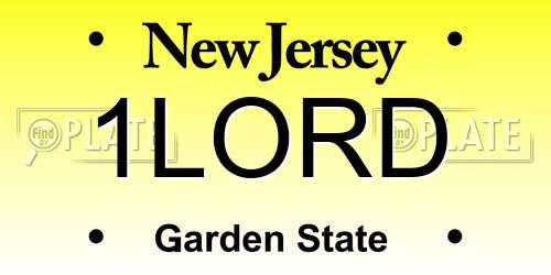 1LORD New Jersey License Plate