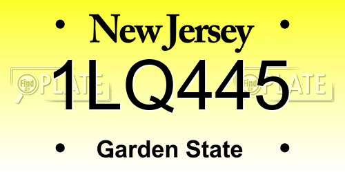 1LQ445 New Jersey License Plate