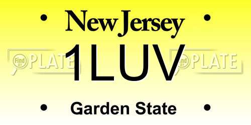 1LUV New Jersey License Plate