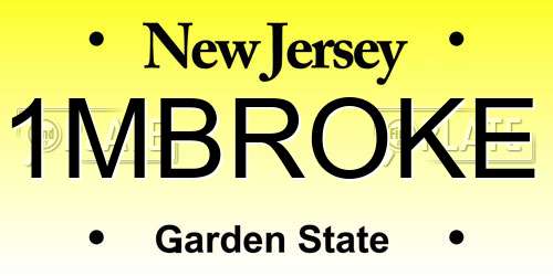 1MBROKE New Jersey License Plate