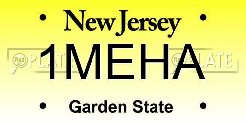 1MEHA New Jersey License Plate