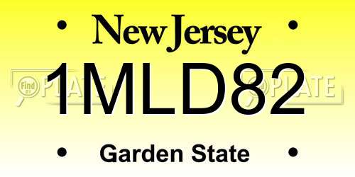1MLD82 New Jersey License Plate