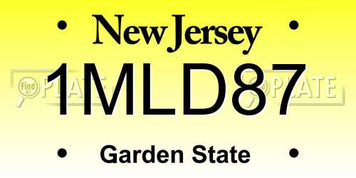 1MLD87 New Jersey License Plate