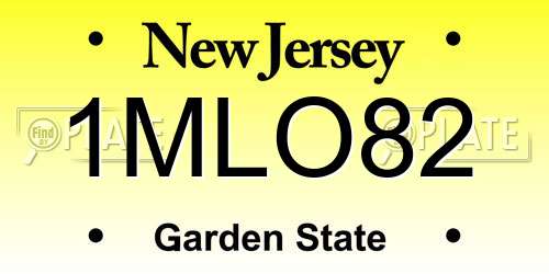 1MLO82 New Jersey License Plate