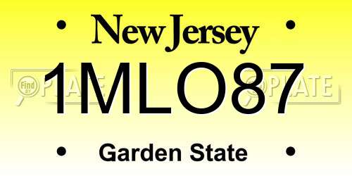 1MLO87 New Jersey License Plate