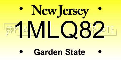 1MLQ82 New Jersey License Plate