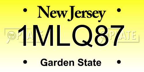 1MLQ87 New Jersey License Plate