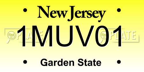1MUV01 New Jersey License Plate