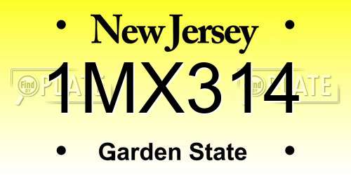 1MX314 New Jersey License Plate