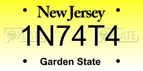 1N74T4 New Jersey License Plate