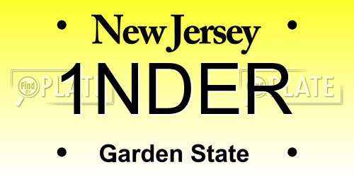 1NDER New Jersey License Plate