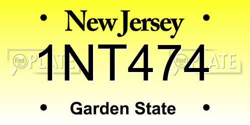 1NT474 New Jersey License Plate