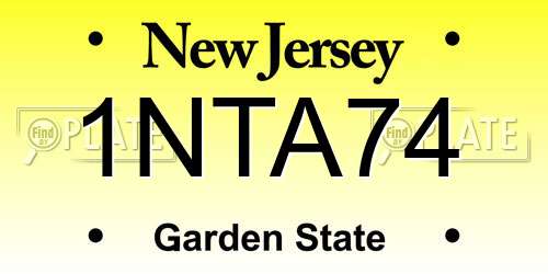 1NTA74 New Jersey License Plate