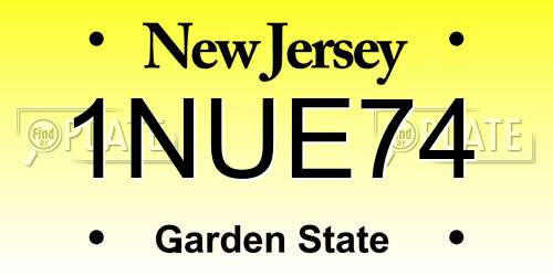 1NUE74 New Jersey License Plate