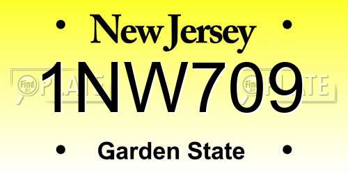 1NW709 New Jersey License Plate