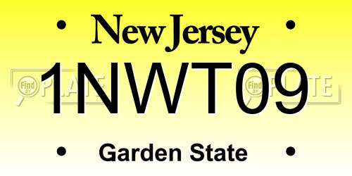 1NWT09 New Jersey License Plate