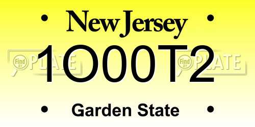 1O00T2 New Jersey License Plate