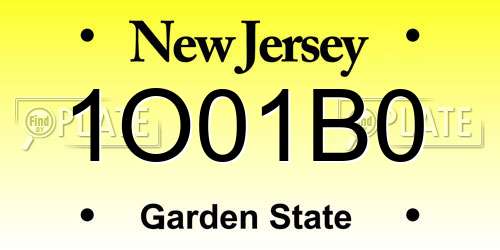 1O01B0 New Jersey License Plate