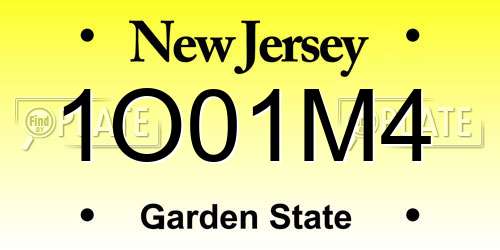 1O01M4 New Jersey License Plate