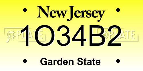 1O34B2 New Jersey License Plate