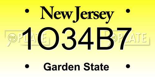 1O34B7 New Jersey License Plate