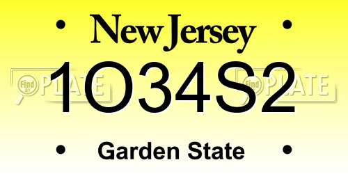 1O34S2 New Jersey License Plate